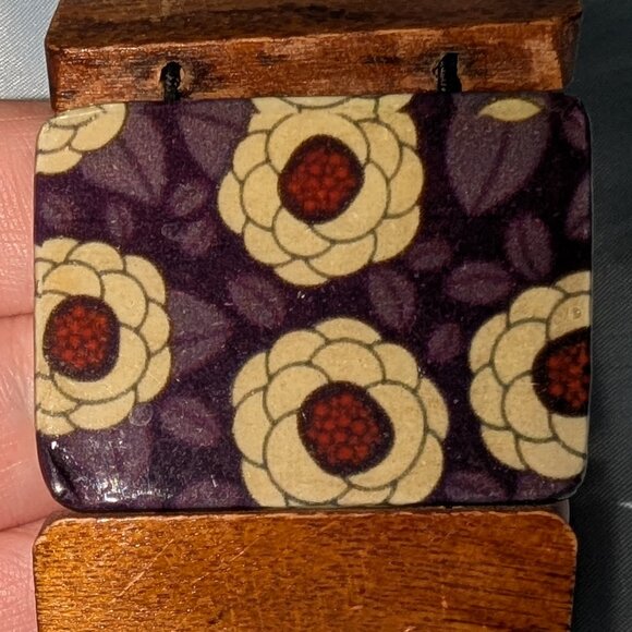 $1 with Bundle ~ Boho Floral Wood & Resin Statement Bracelet 5067 - Picture 2 of 5